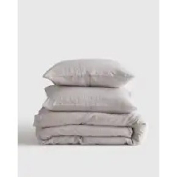 Quince European 100% Linen Duvet Cover 3PC Set Light Grey King/Cal King -NEW - Picture 7 of 8